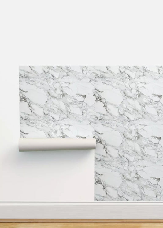 10 metres  €10  White / Grey Marble Self-Adhesive Wallpaper