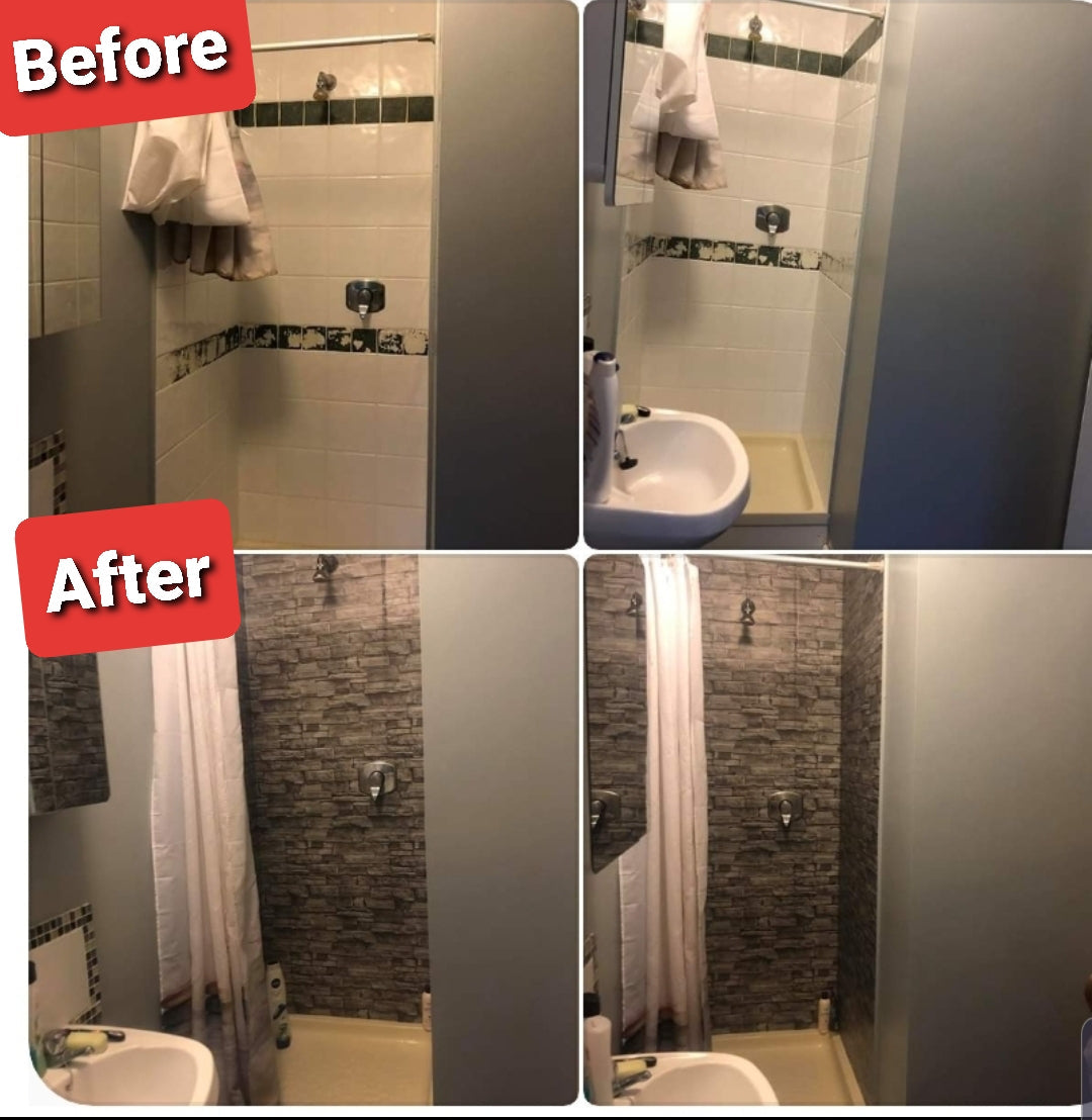 Slate Stone Brick Effect Stick on Roll