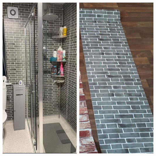 Grey Shower Tile Stick On Water Resistant Roll