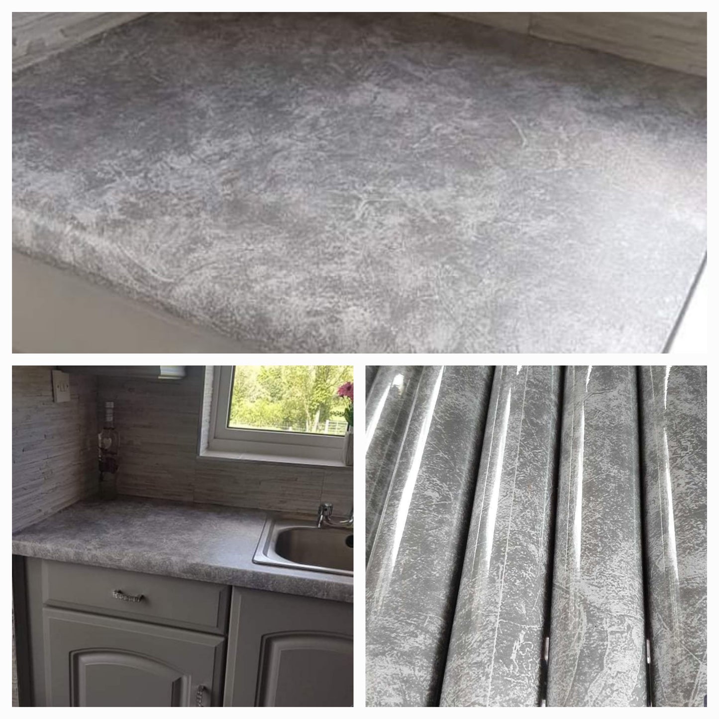 Grey Marble Counter Roll, Extra Large Roll