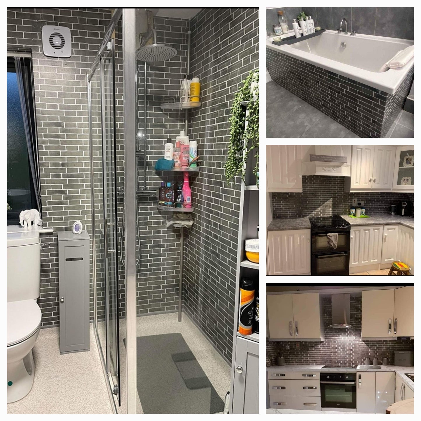 Grey Tile Effect Stick On a backsplash.. xtra large roll