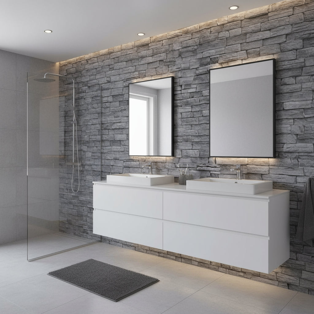 Grey Slate Stone / Brick Wallpaper 10 Metre Each