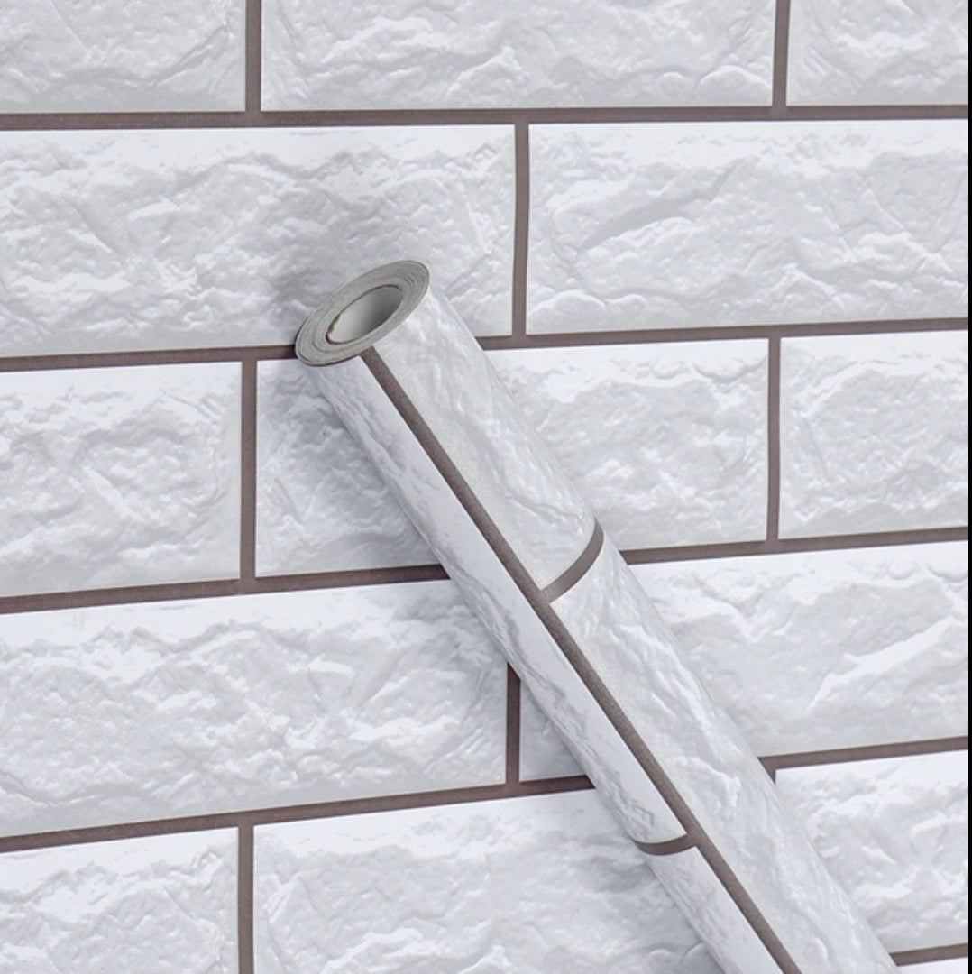 White tile from Budget Interiors, extra large roll, showing smooth glossy surface ideal for wall or floor tiling projects.