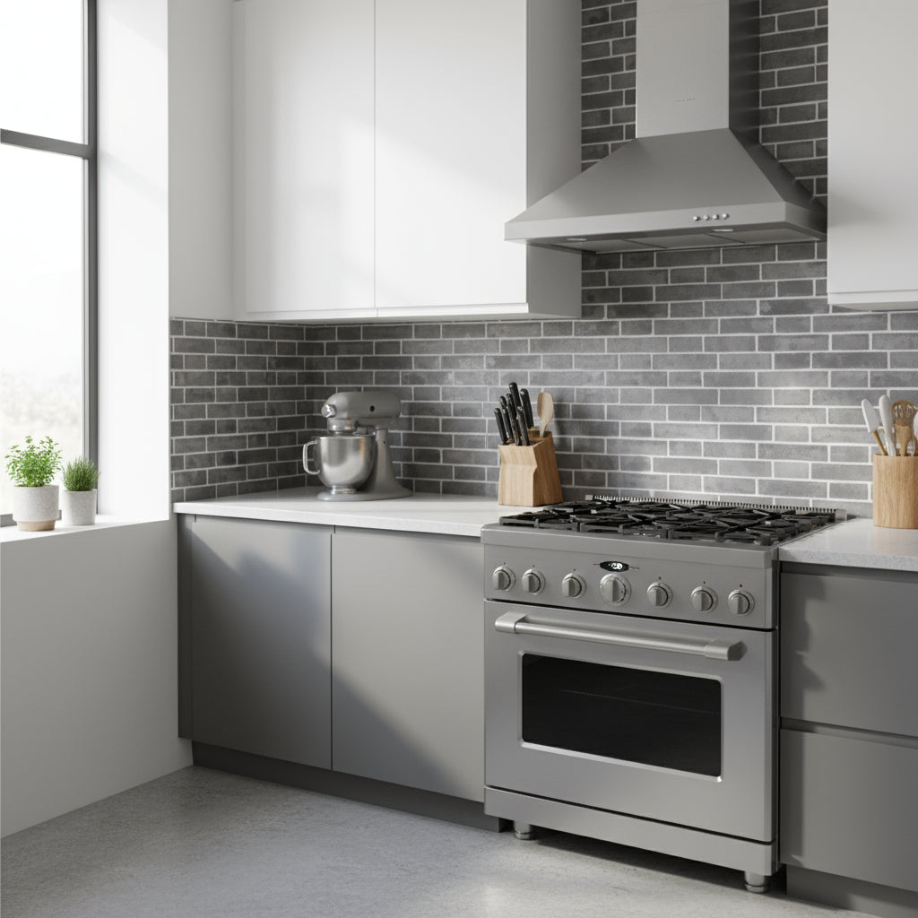 Grey Tile Self-Adhesive Backsplash Roll