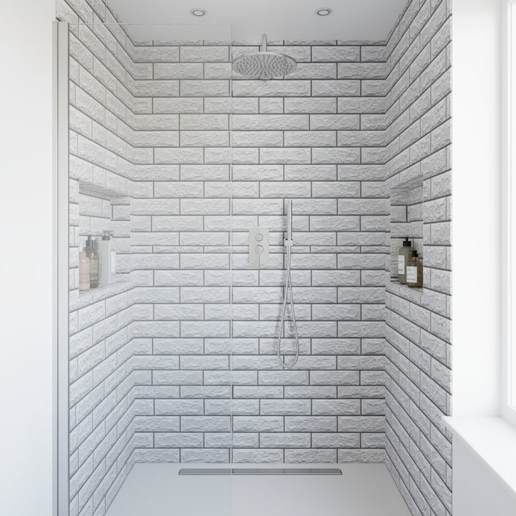 White 3d Tile Effect Stick On Roll