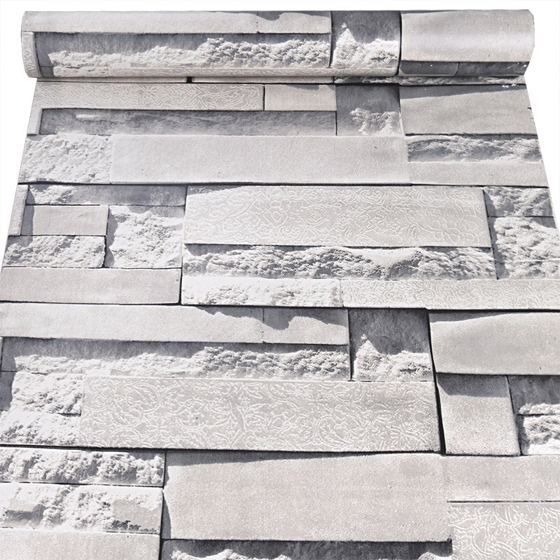 Warm Grey / Cream Brick Wallpaper