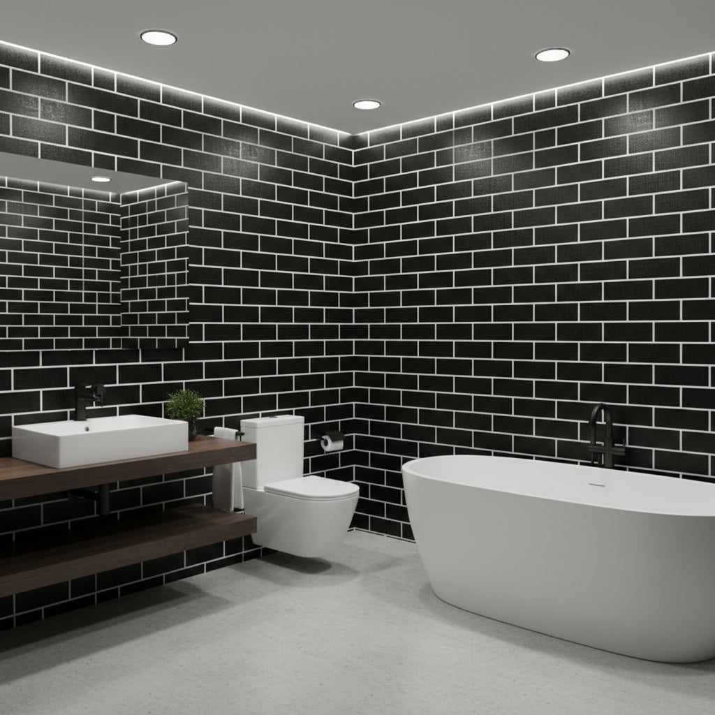 Black Tile Effect Stick On Roll