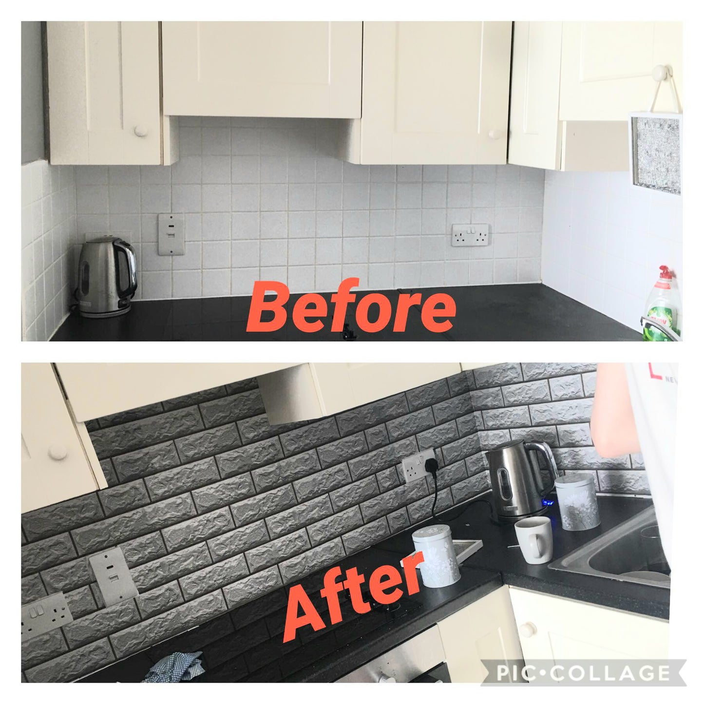 Grey 3D Tile Effect Extra Large Roll