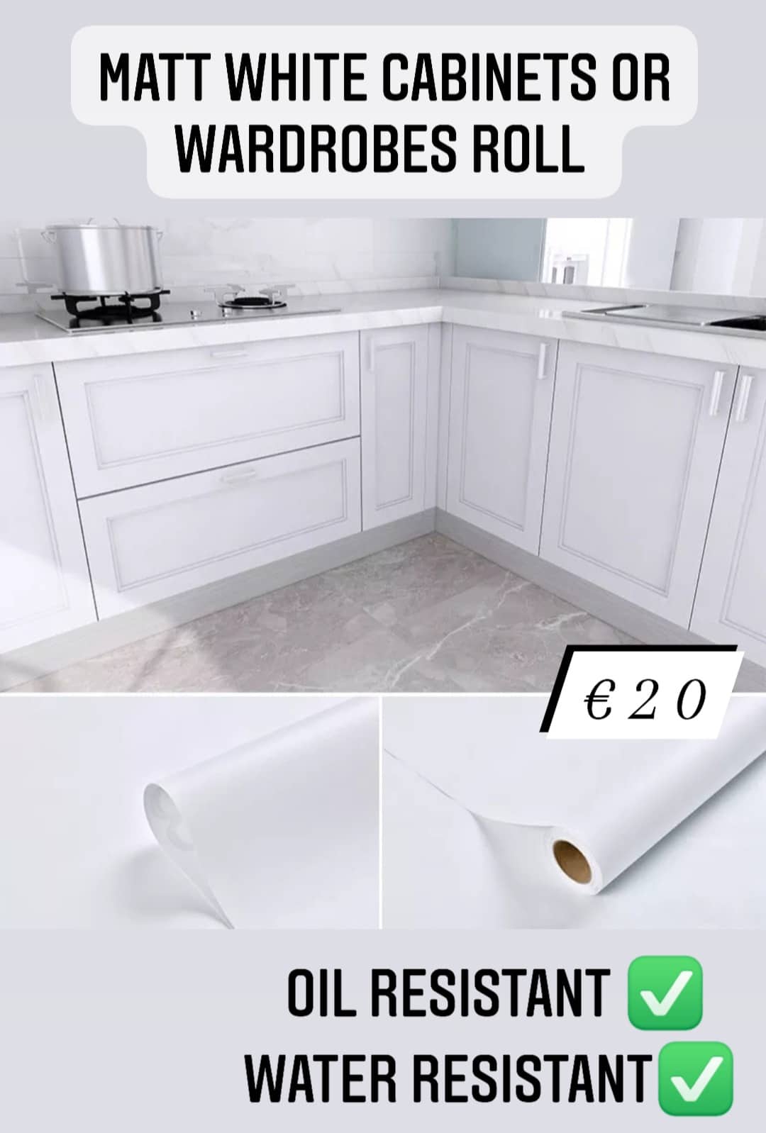 Heavy QUALITY white Cabinet Wrap