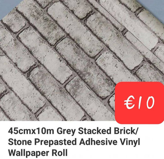 Grey Brick Wallpaper (5 Rolls Available)