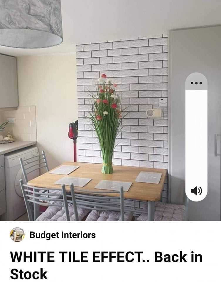 White 3D Tile Effect Self-Adhesive Roll