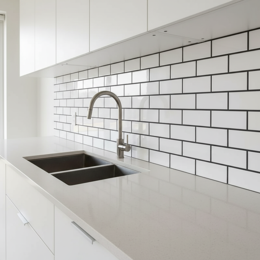 White Tile Extra LARGE kitchen Backsplash Roll