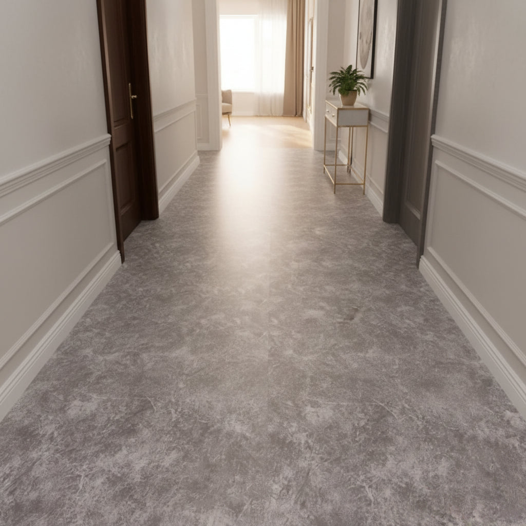 Grey Marble Self-Adhesive Roll over Existing Floor