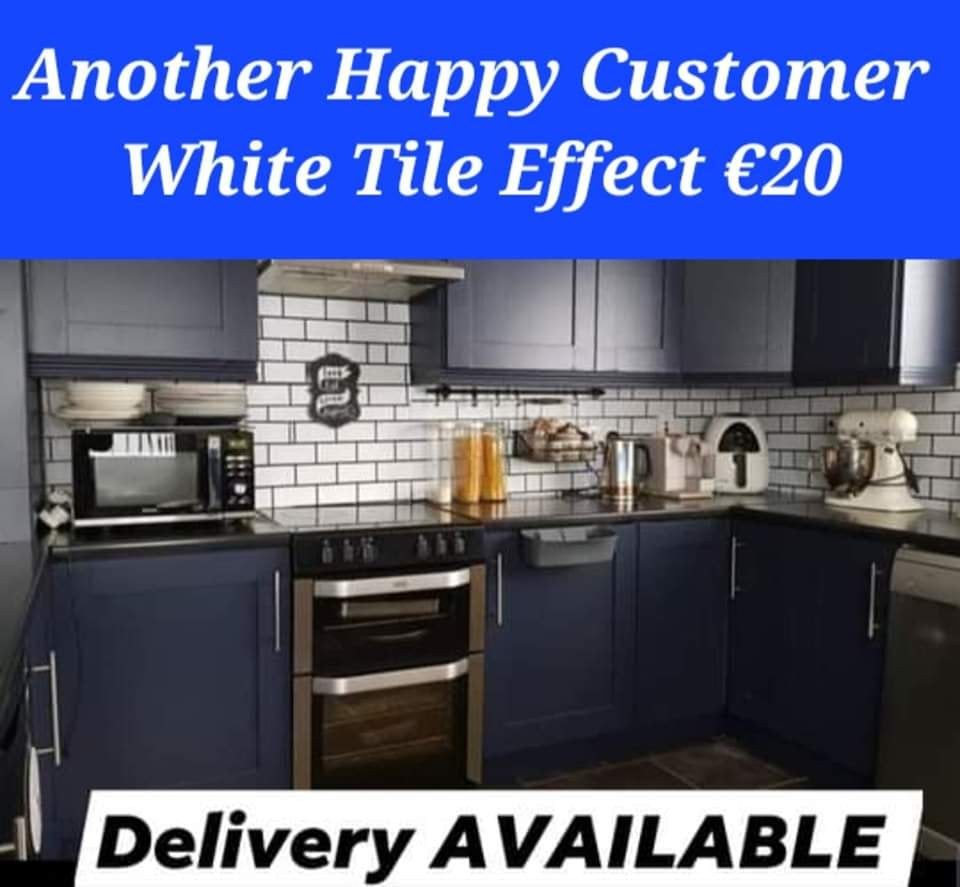 White Tile Extra LARGE kitchen Backsplash Roll