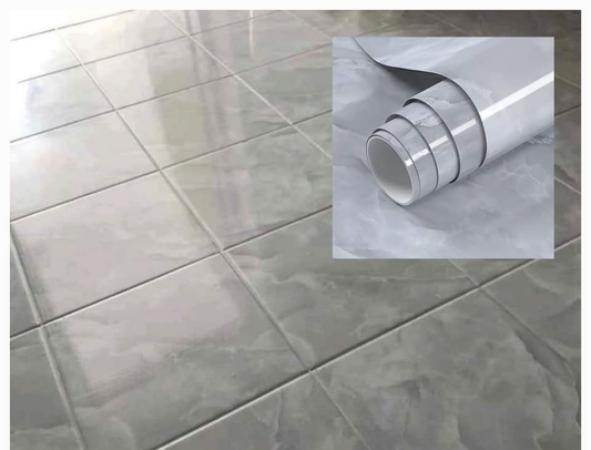 Thicker Roll GREY Gloss Marble Apply Over Existing Tiles
