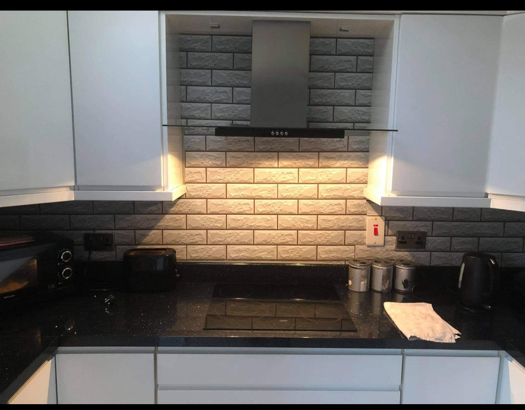 Grey 3D Tile Stick On Roll 1000cm