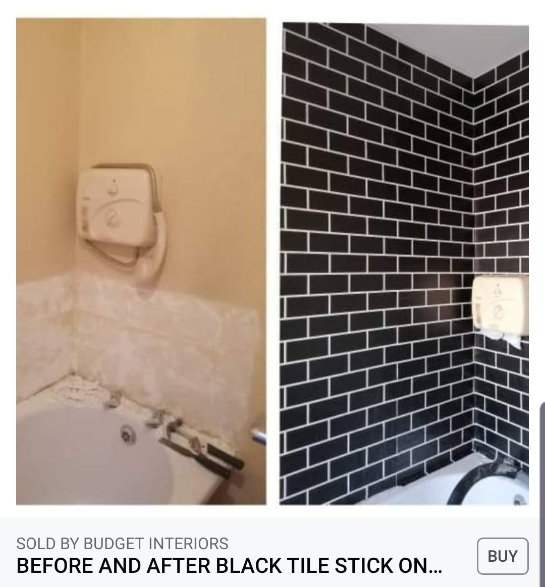 Black Tile Effect Stick On Roll