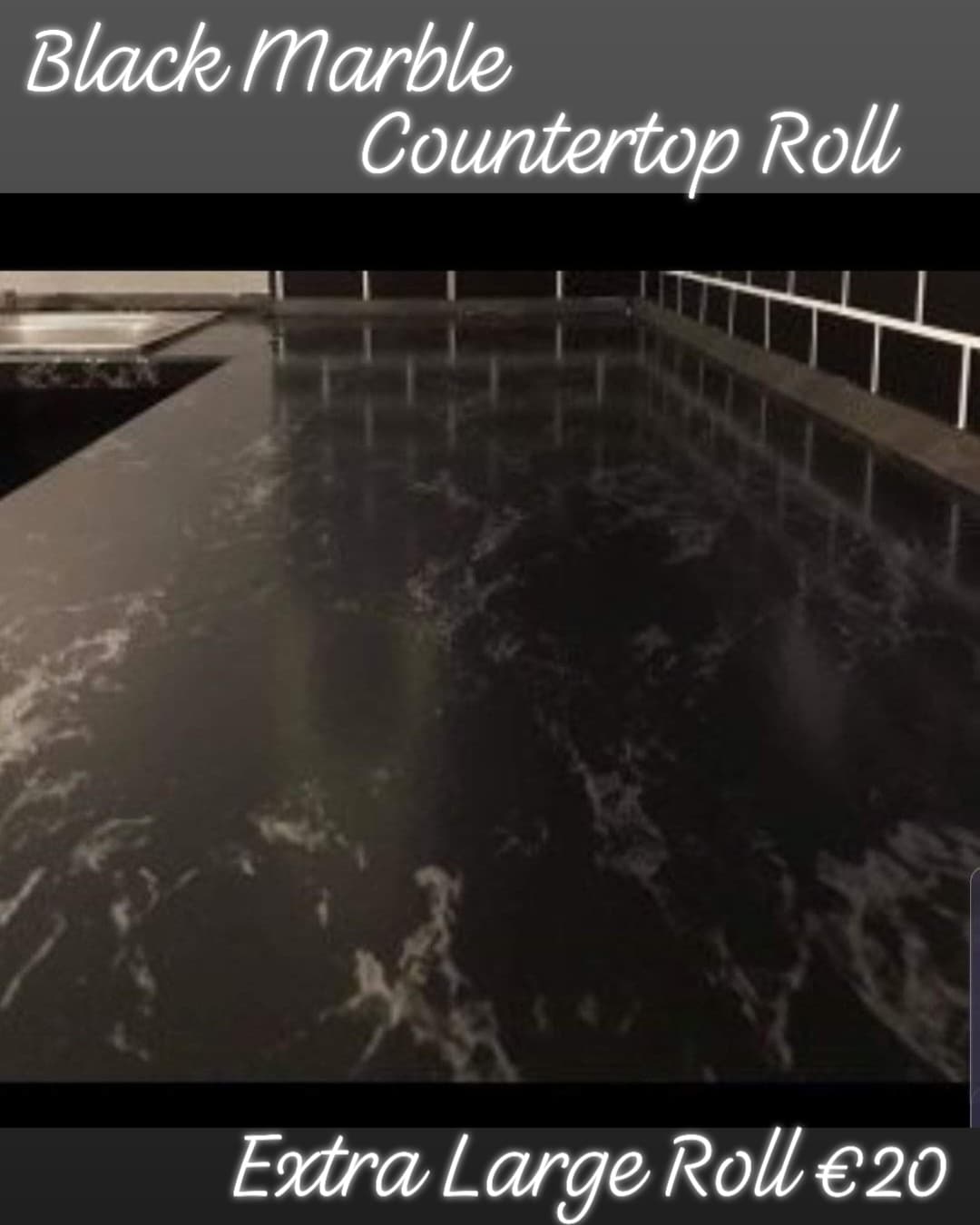 Black Marble Extra Large 1000cm Roll