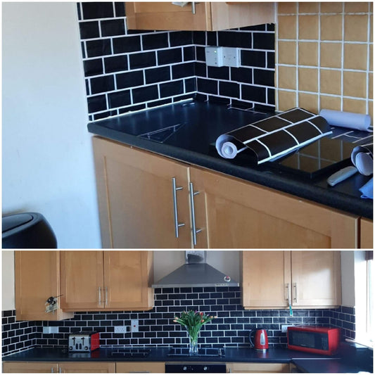 Black Tile Effect Stick On Roll