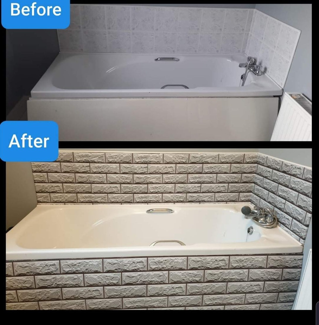 Grey 3D Tile Effect Extra Large Roll