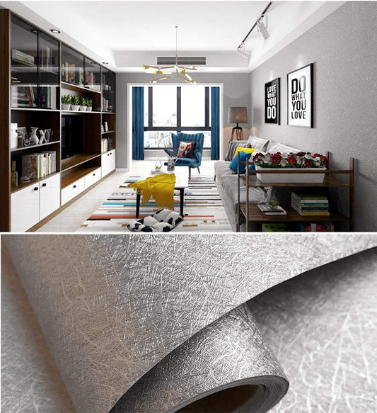 Grey Thicker Embossed Luxurious Roll Wallpaper