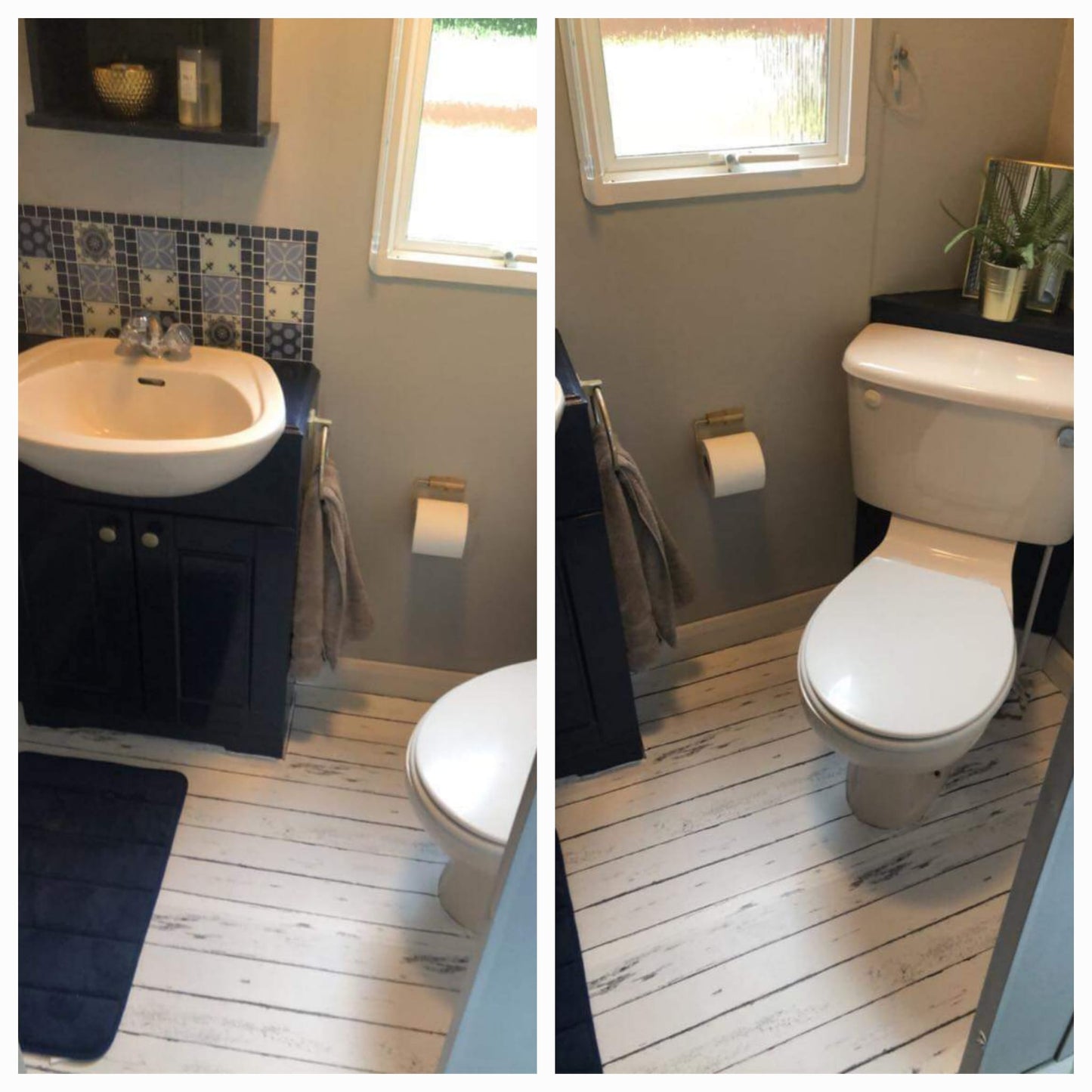 White Wood Effect Stick On Roll over Existing Floor