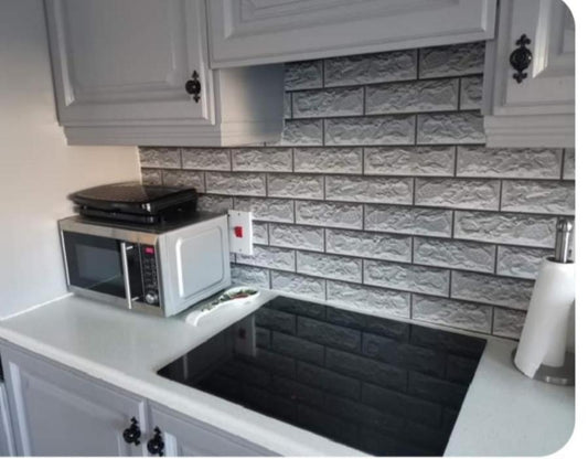 Grey 3D Tile Effect EXTRA LARGE BACKSPLASH ROLL ..