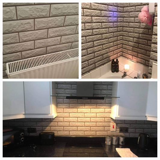 Grey 3D Tile Effect Stick On Roll