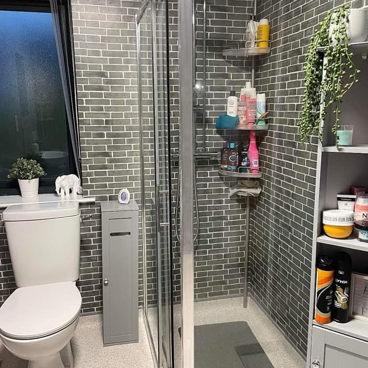GREY TILE Water Proof Bathroom / Shower Stick on Roll