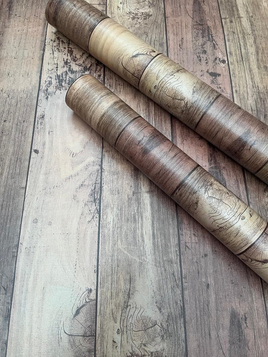 Rustic Wood Self Adhesive PVC Vinyl Roll  (Heavier Quality)
