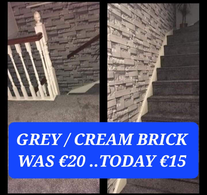 Grey & Cream Brick Wallpaper.