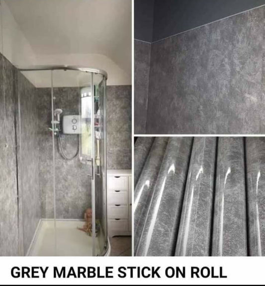 Grey Marble Stick On Waterproof Roll over Existing Tiles Or Walls