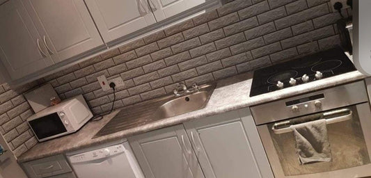 Grey 3D Tile Effect Stick On Roll over Existing Tiles 👌