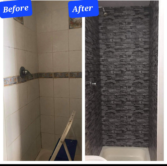 Slate Stone Roll Over Old Existing Tiles, Extra LARGE Waterproof Roll