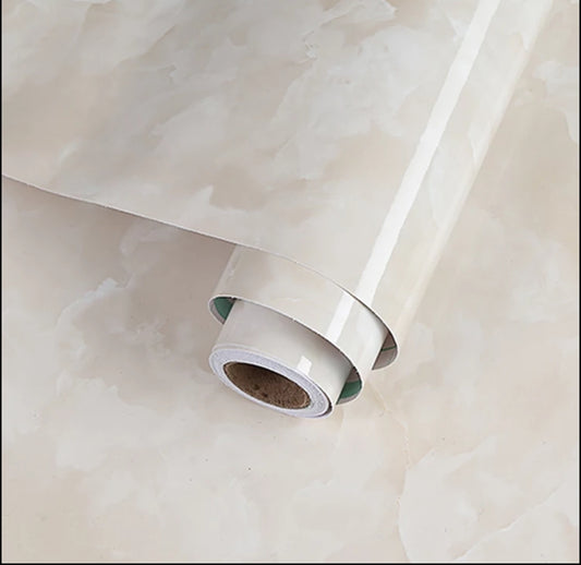 Beige / Cream Gloss Marble , EXTRA LARGE ROLL