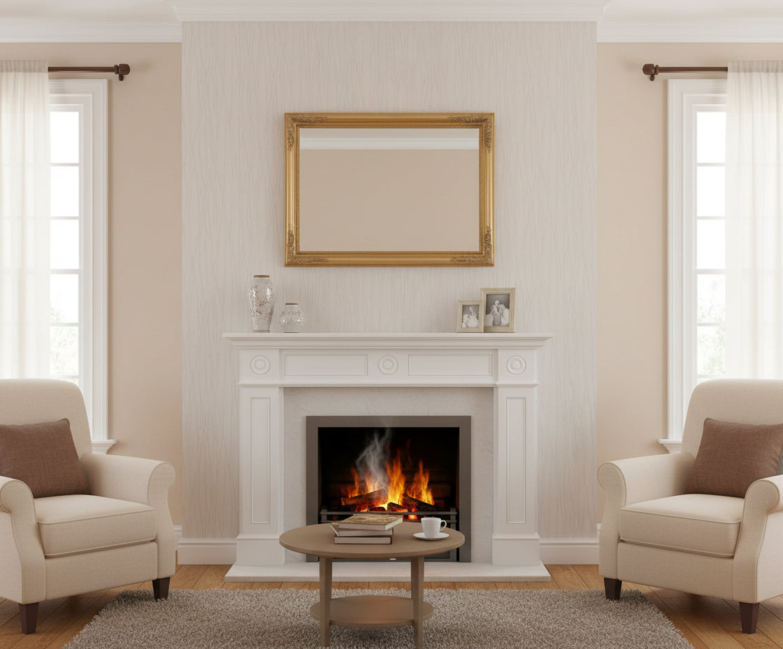 Luxurious White Embossed Wallpaper Thick Quality