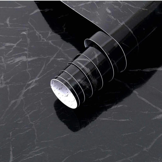 Black Gloss Marble, Heavier Quality Roll