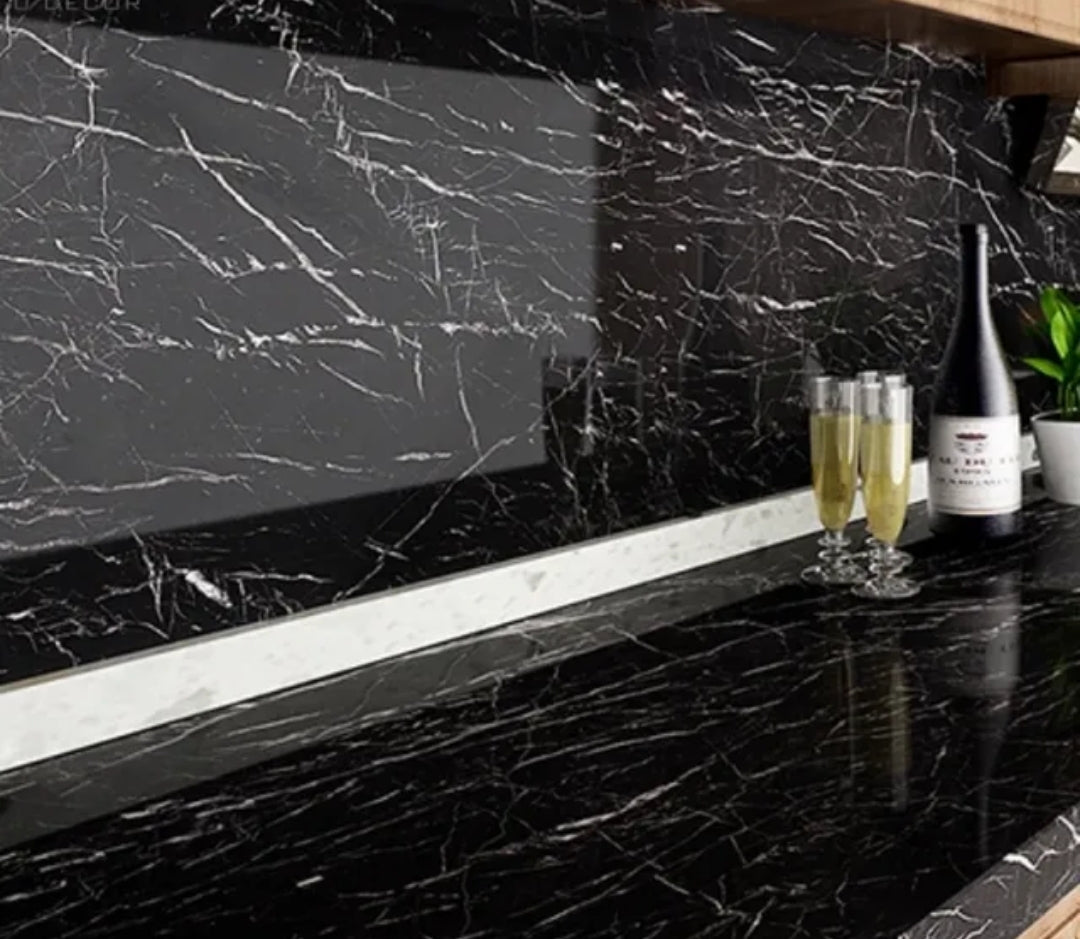 Black Marble Gloss Self-Adhesive Roll