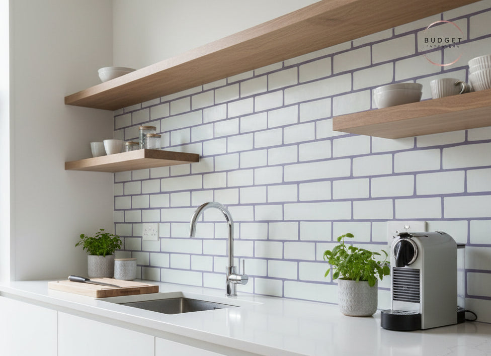 Cream & Grey Tile Backsplash stick on roll