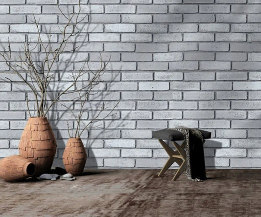 White / Grey Brick Wallpaper