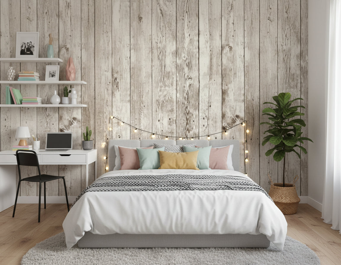 Realistic Wood Plank Effect Wallpaper