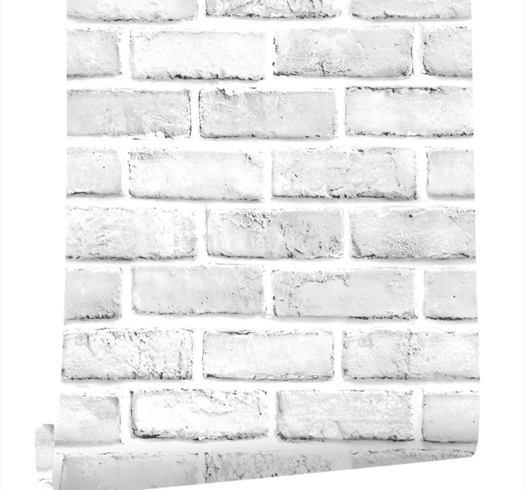White / Grey Brick Wallpaper Extra LARGE roll