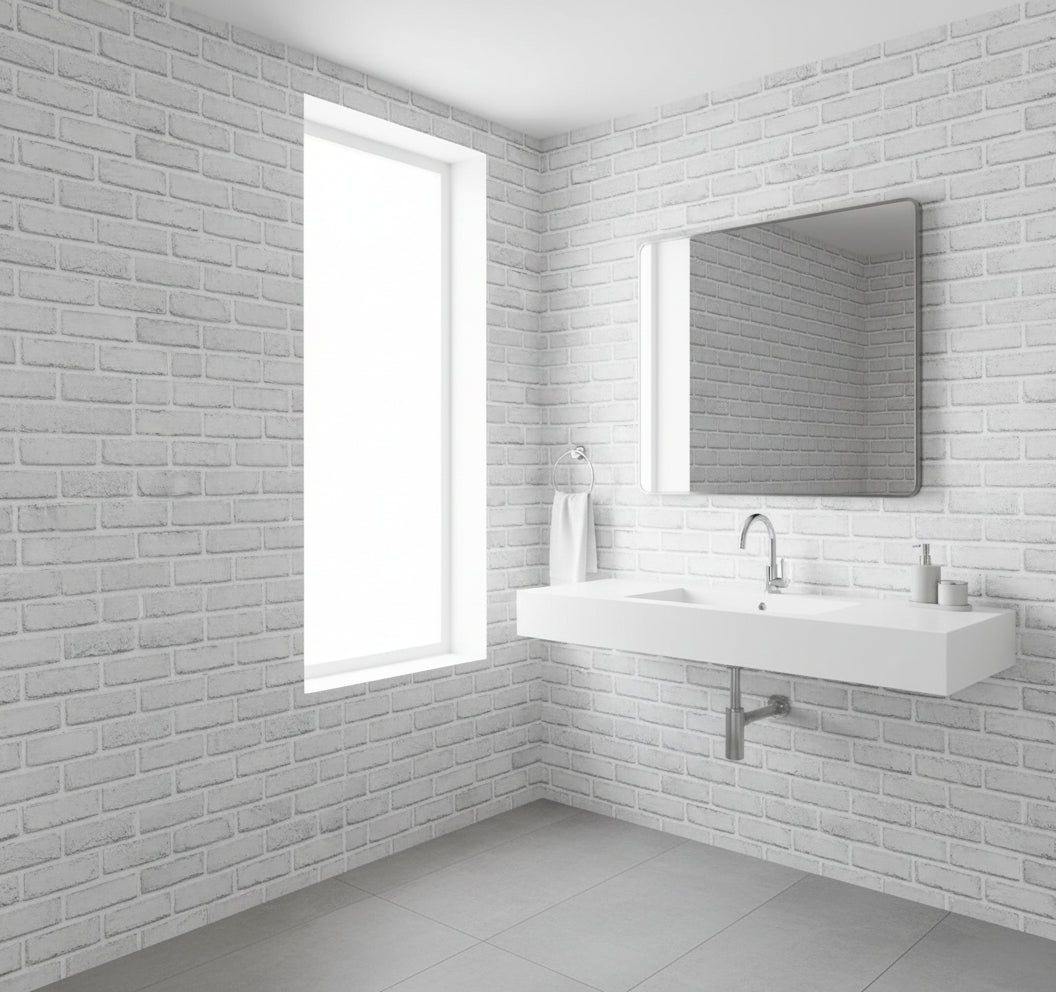 White / Grey Brick Wallpaper Extra LARGE roll