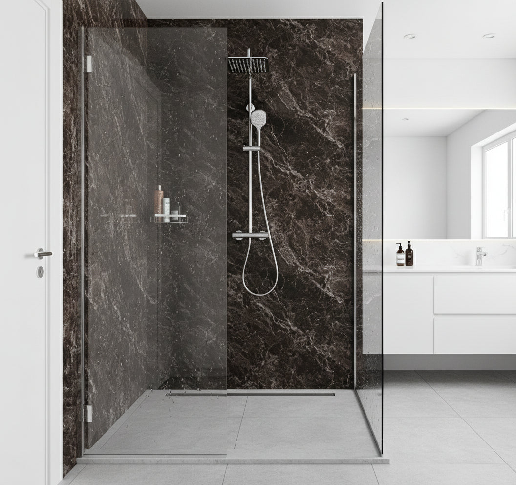 Brown Gloss Marble, Shower Makeover