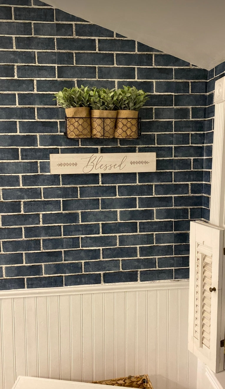 Navy Brick wallpaper