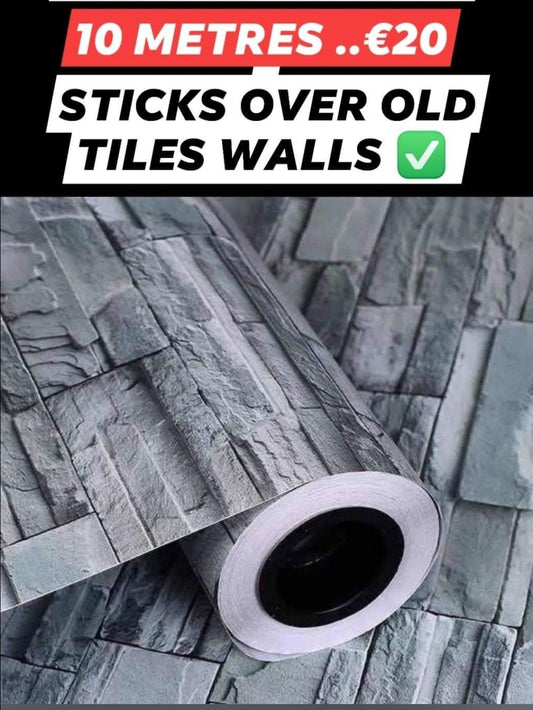 Grey BRICK Wallpaper EXTRA long Roll