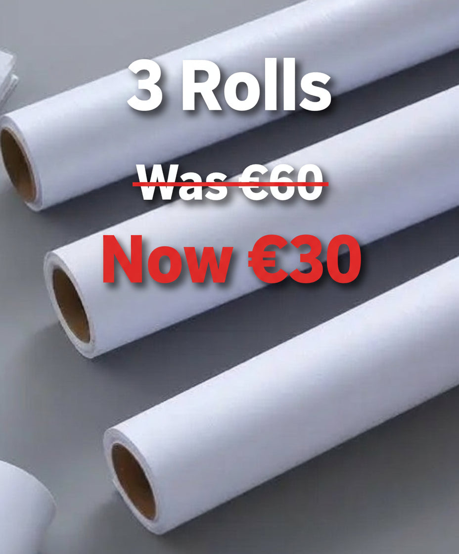 3 x Rolls White Self-Adhesive 1000cm Each