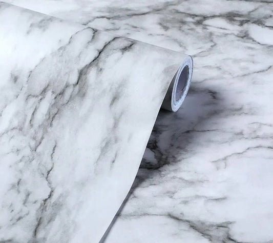 Realistic White / Grey Marble 10 Metres