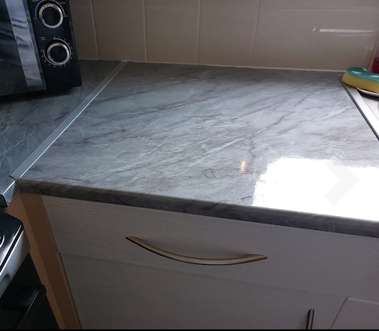 Grey Gloss Marble Countertop Roll  . HEAVIER QUALITY ROLL