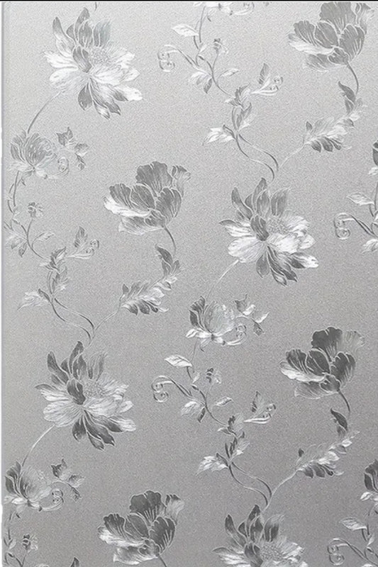 GREY & SILVER  FLORAL LUXURIOUS WALLPAPER (Thicker Roll)